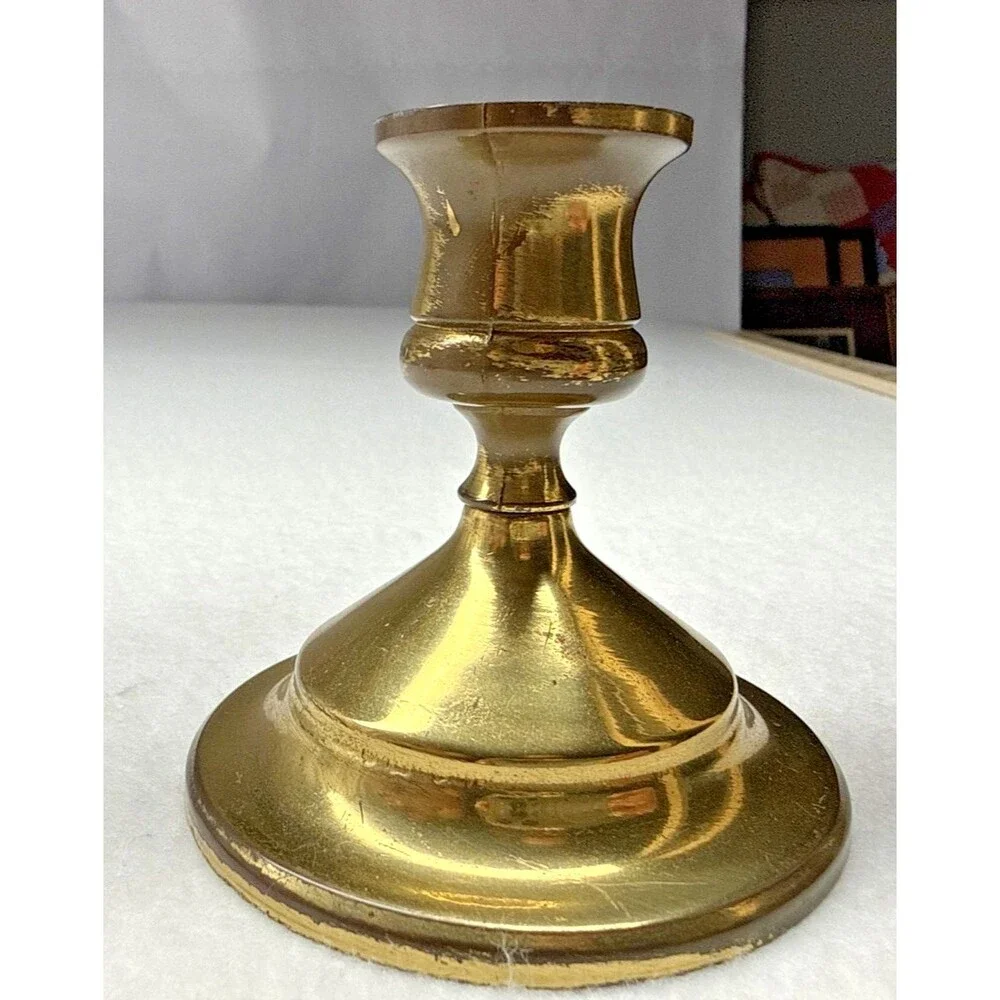 Solid Brass Candlestick Holders Set of 2 Small Taper Candle Holders Vintage